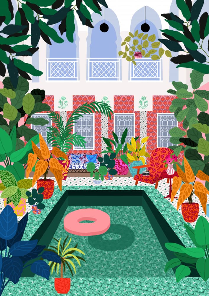 Enjoying the Pool by Rafaela Mascaro — canvas wall art
