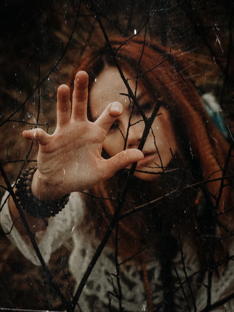 Woman Reaching Through Branches by Djayent Abdillah — canvas wall art