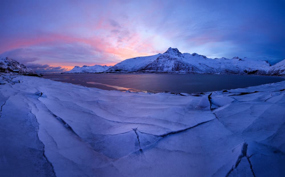 Frozen Coast Twilight Glow by Paulo Nogueira — canvas wall art