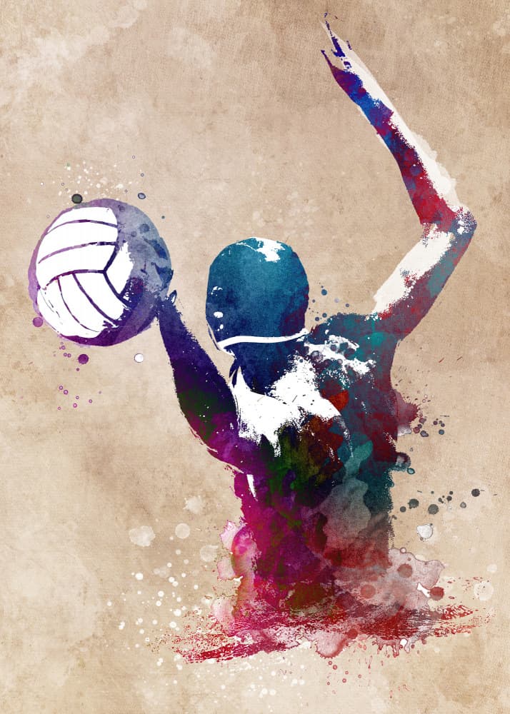 Watercolor Water Polo Player by Justyna Jaszke — canvas wall art