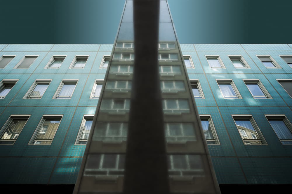 Geometric Building Reflection by Greetje van Son — canvas wall art