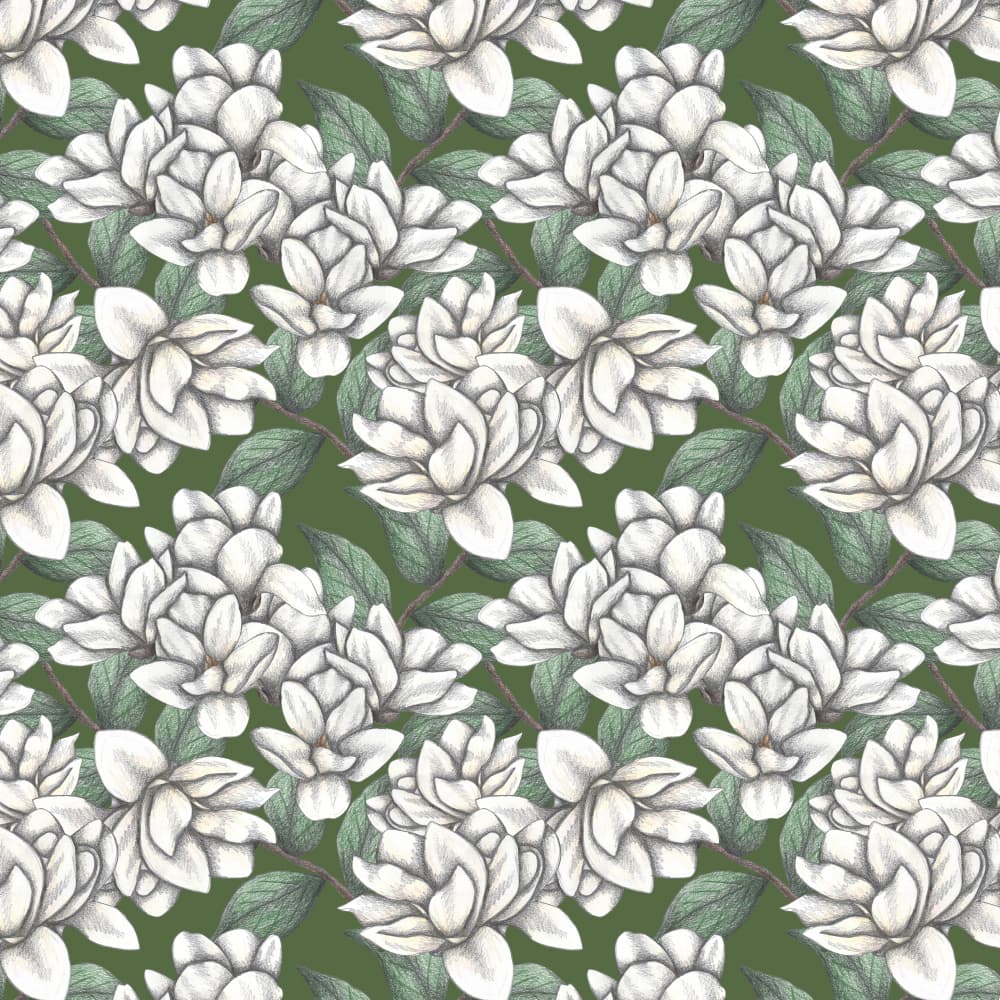 White Magnolia Pattern by Cecilia Battaini — canvas wall art