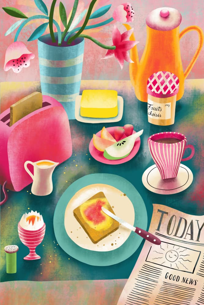 Happy Morning Breakfast by uta krogmann — canvas wall art