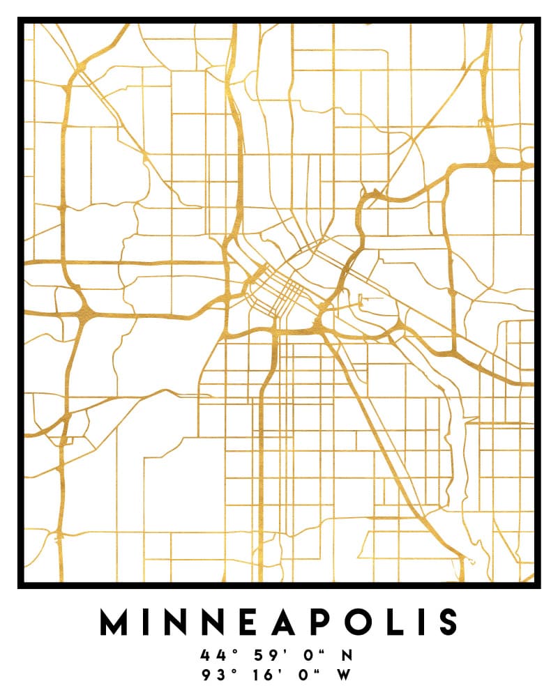 Minneapolis Gold Map by Emiliano Deificus — canvas wall art