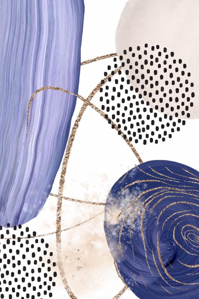Abstract Blue Gold Shapes by Sally Ann Moss — canvas wall art