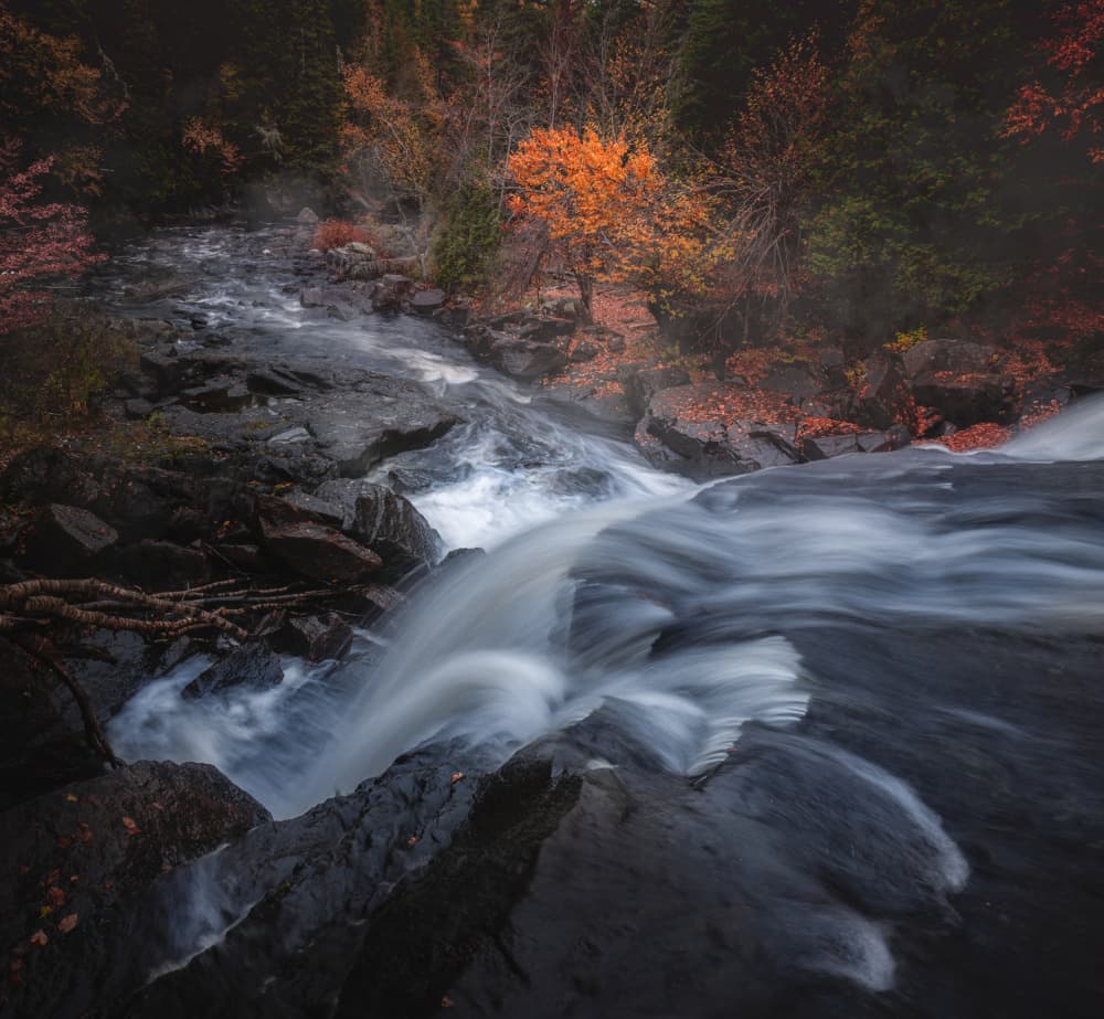 Orange Autumn Cascade by Larry Deng APA — canvas wall art