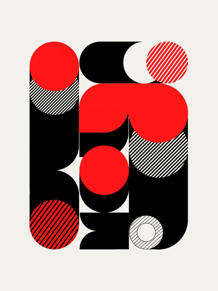 Red Black Geometric Forms by Little Dean — canvas wall art