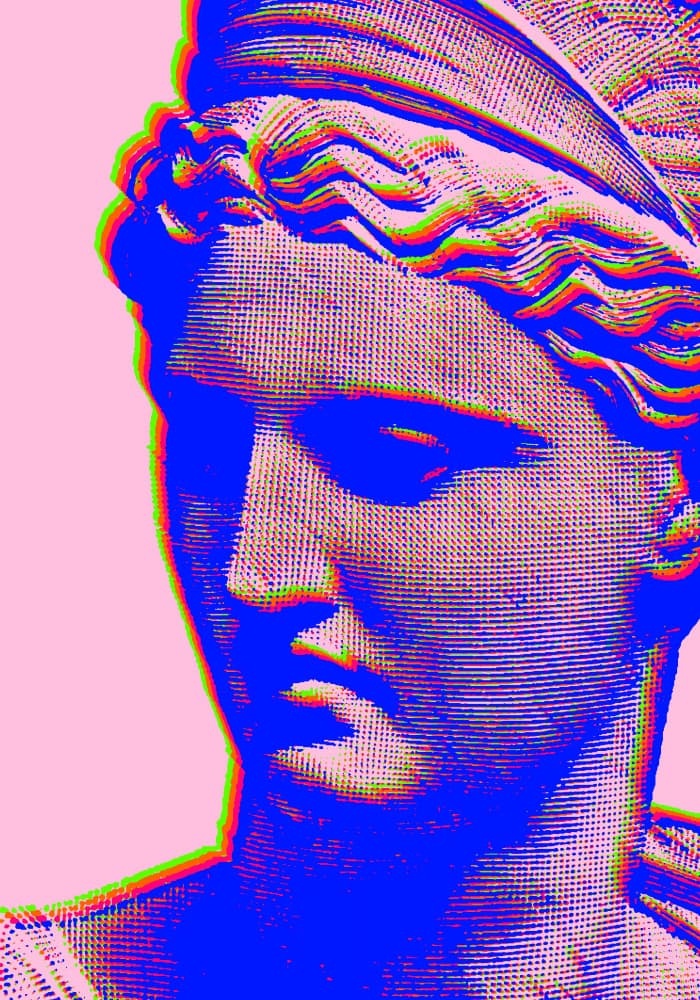 Vibrant Glitch Bust by Athene Fritsch — canvas wall art