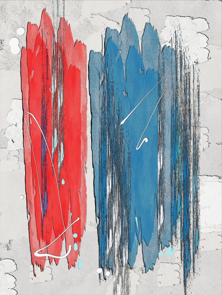 Red Blue Abstract Strokes by Sannel Larson — canvas wall art
