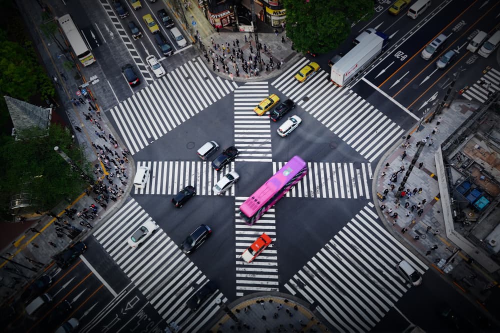 Vibrant City Crossing by Makoto Nishikura — canvas wall art