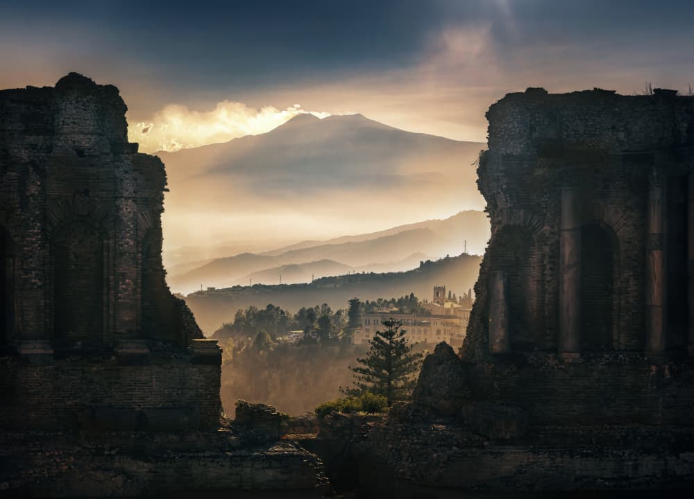Ancient Ruins Mount Etna by David Guo — canvas wall art