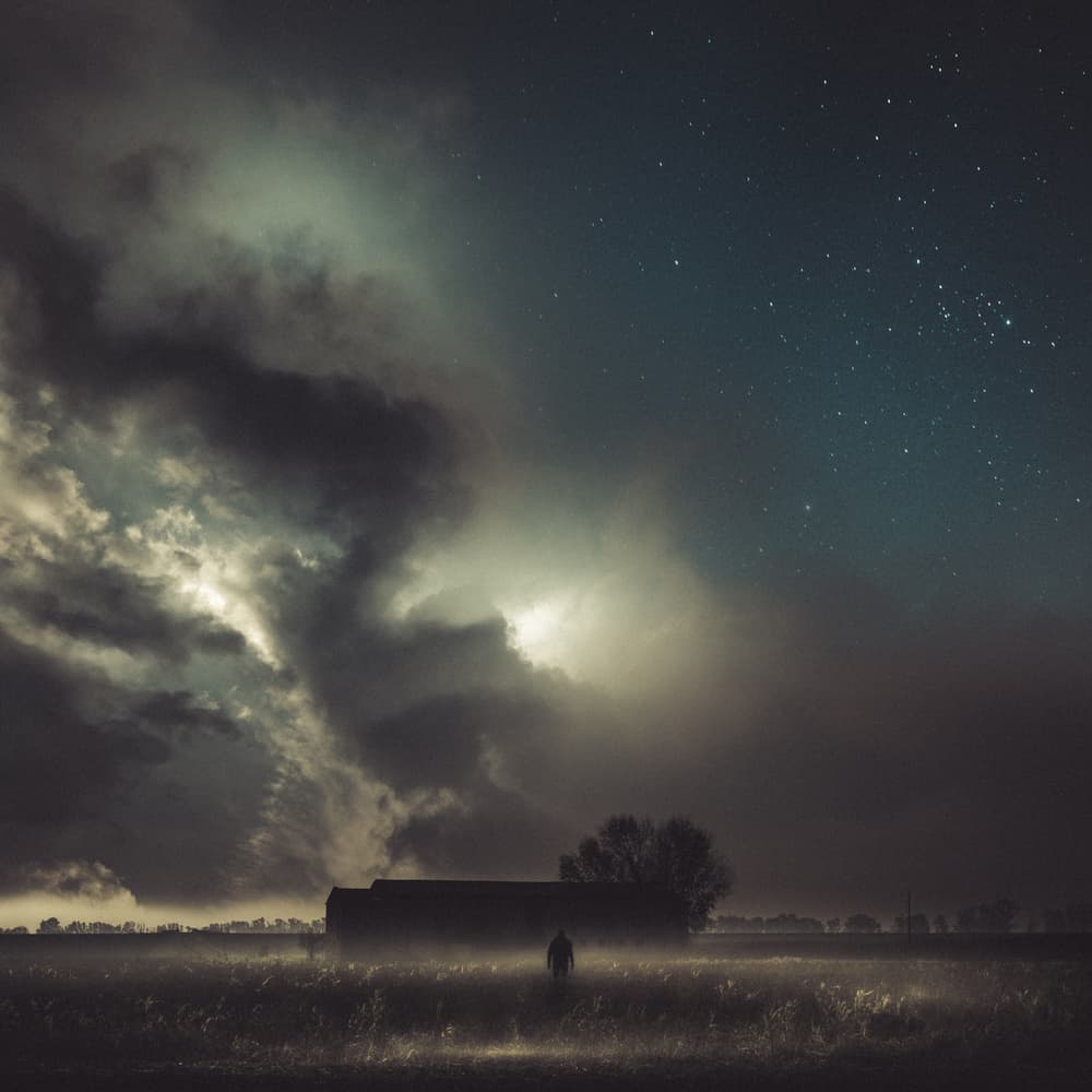 Lone Figure Starry Night by Andrea Fraccaroli — canvas wall art