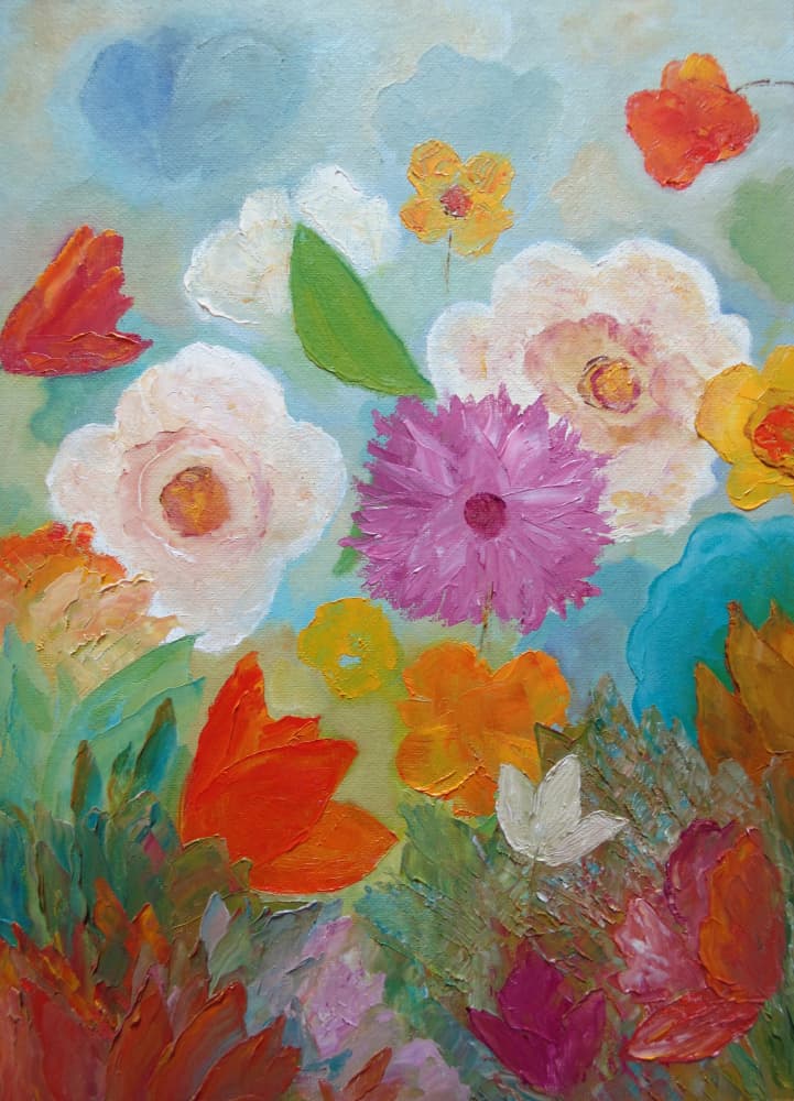 Vibrant Garden Blooms by Angeles M. Pomata — canvas wall art