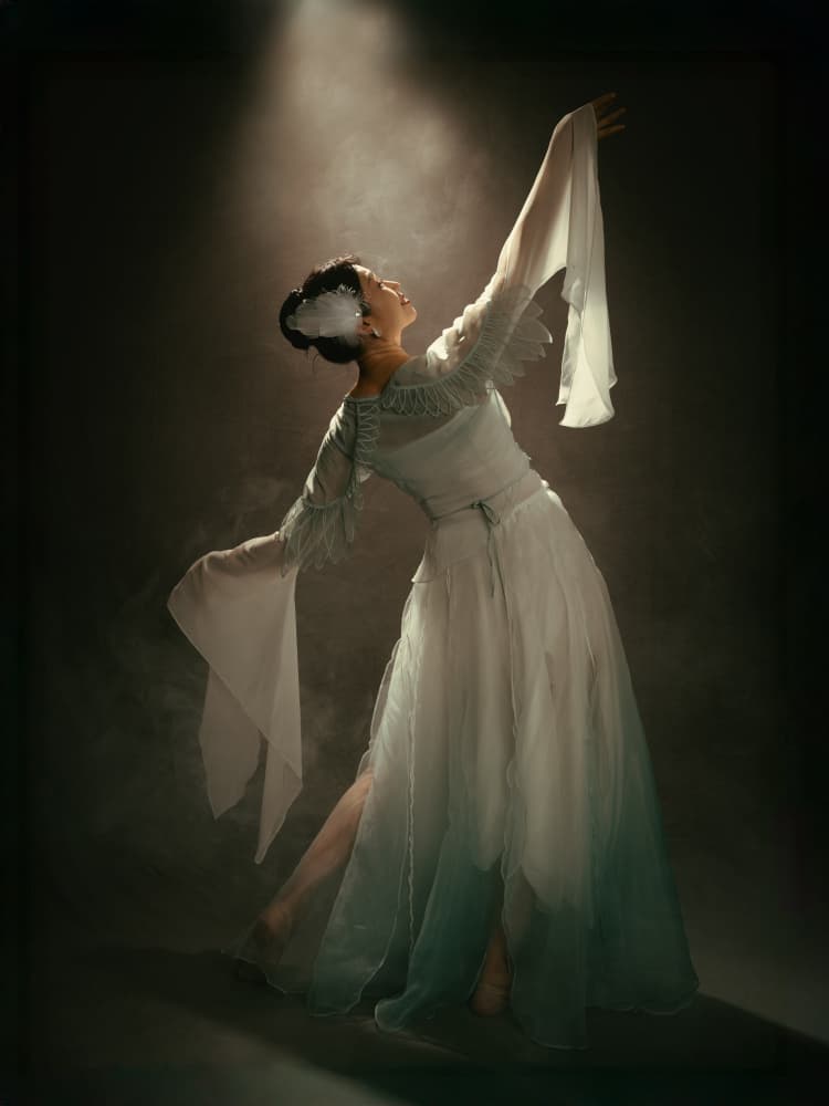 Graceful Dancer in Spotlight by Jeff Wang — canvas wall art