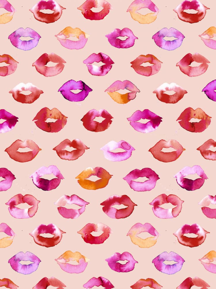 Watercolor Lips Pattern by Ninola Design — canvas wall art