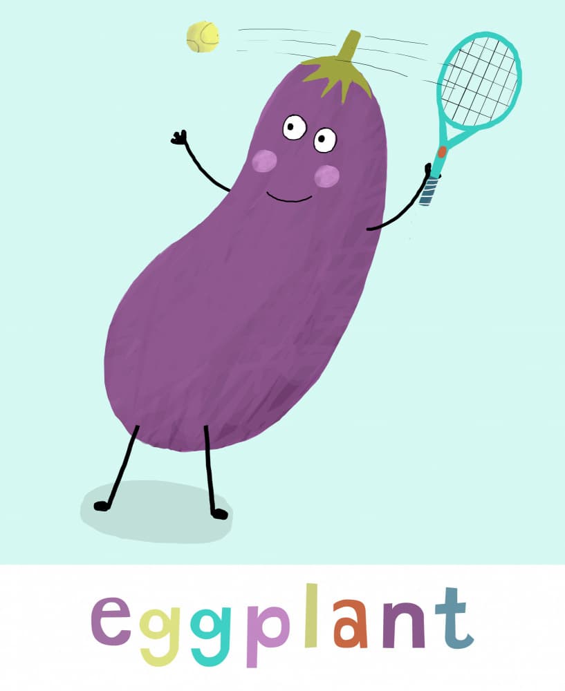 Eggplant Tennis Player by Carla Daly — canvas wall art
