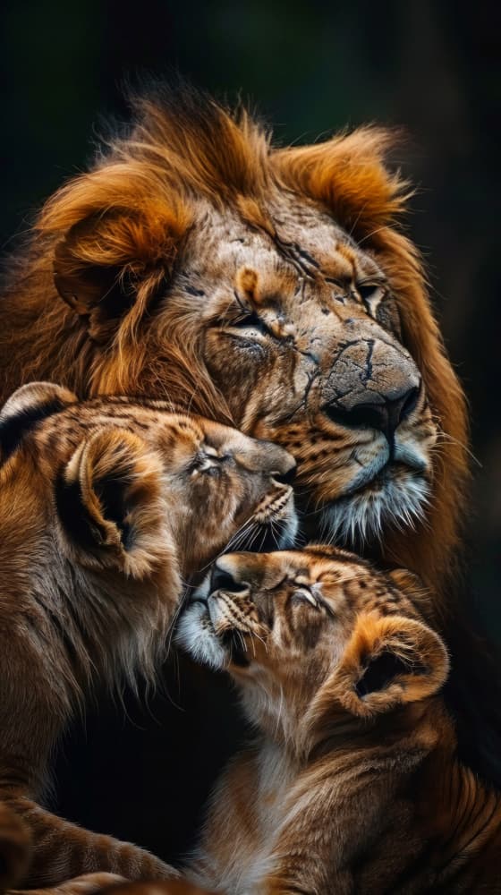 Lion Family Embrace by Bilge Paksoylu — canvas wall art