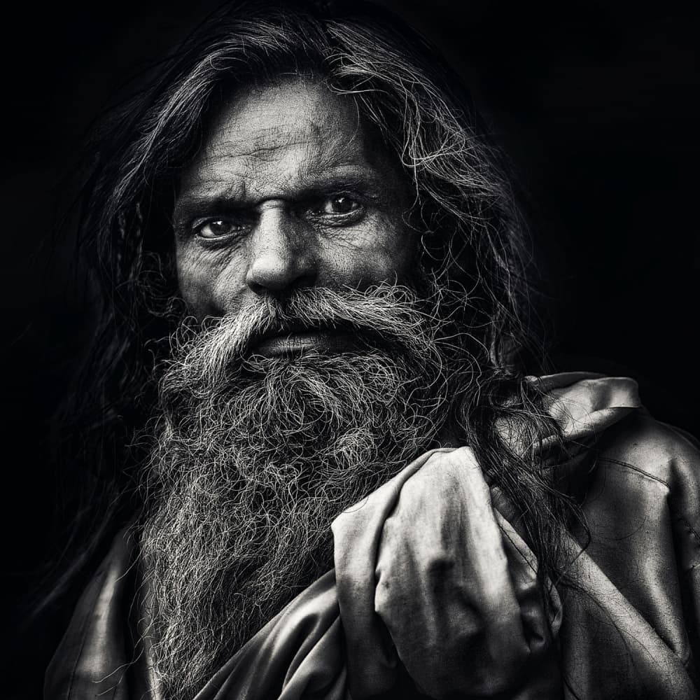 Intense Sadhu Portrait by Piet Flour — canvas wall art