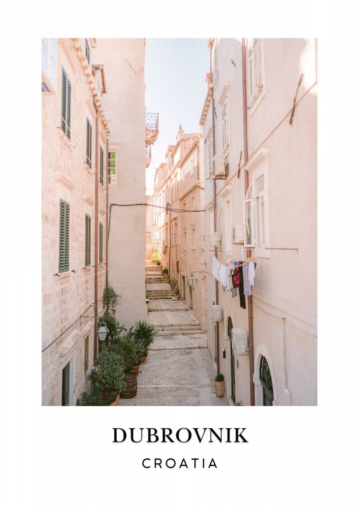 Streets of Dubrovnik Croatia Travel poster by Raisa Zwart — canvas wall art
