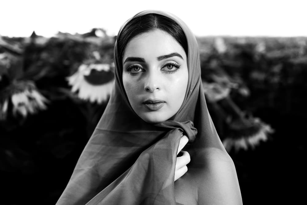 Serene Woman In Scarf by Faris Saieda — canvas wall art