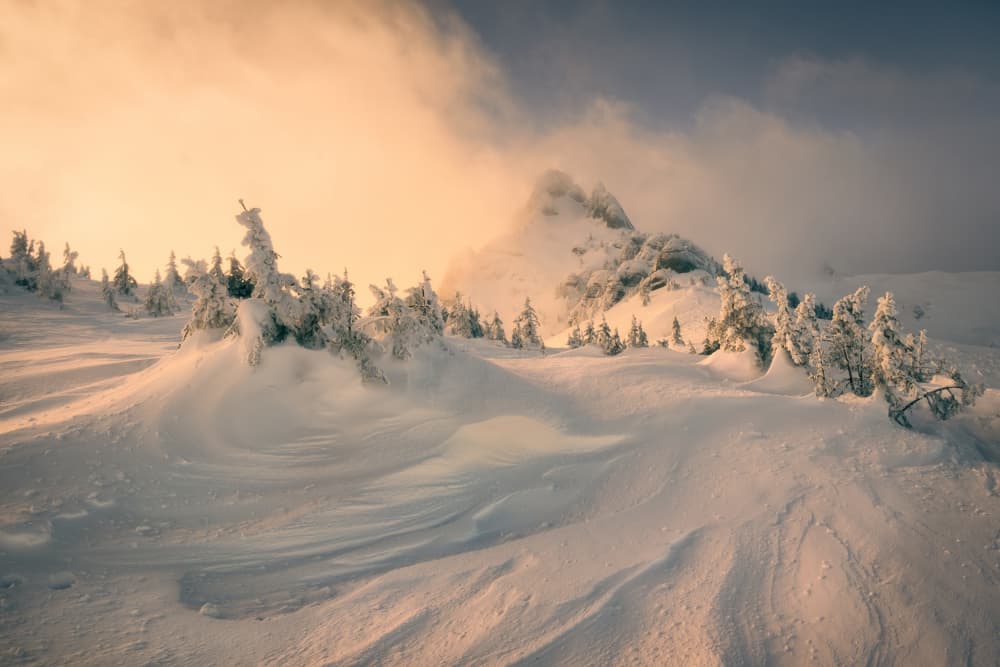 Golden Snow Peaks by Anghel Rusu — canvas wall art