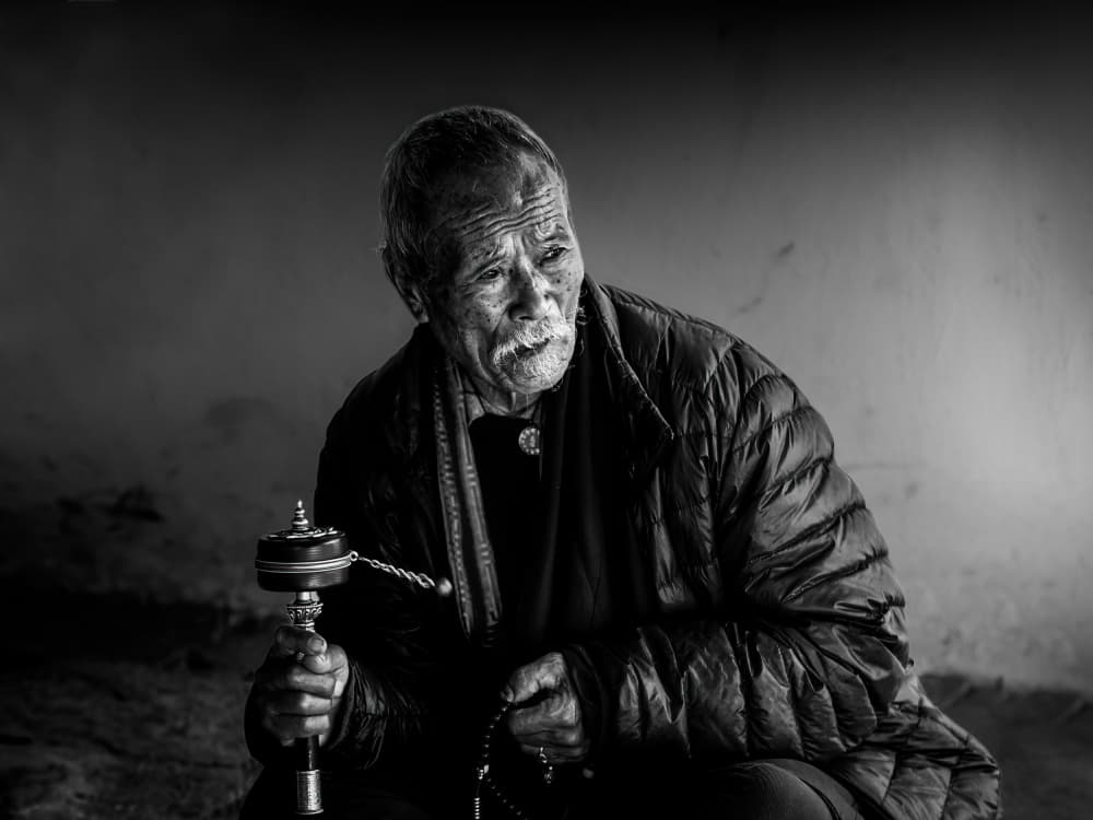 Elderly Monk's Prayer by Frank Ma — canvas wall art