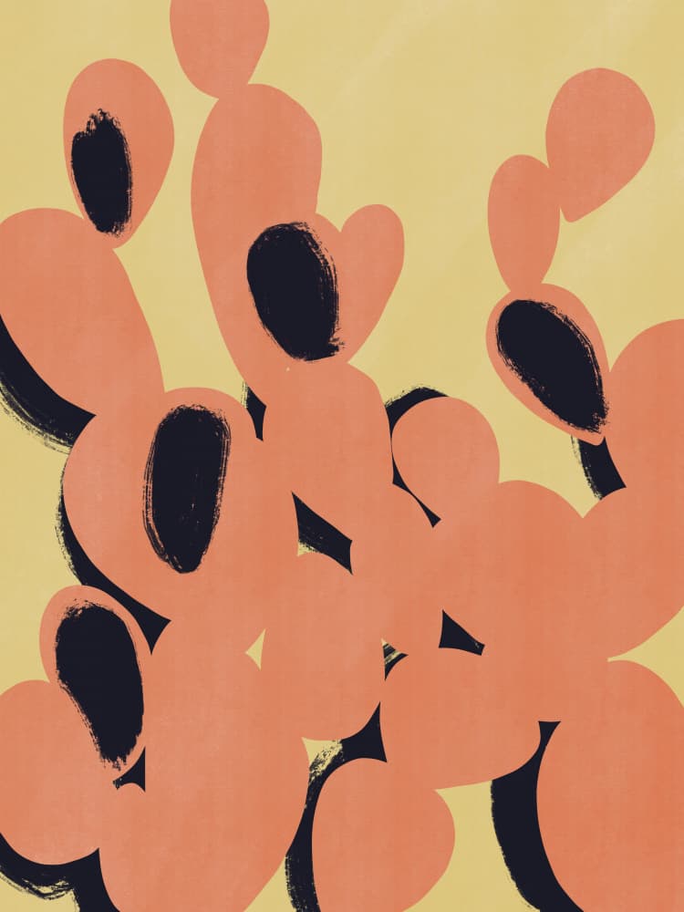 Orange Cactus Shapes by Little Dean — canvas wall art