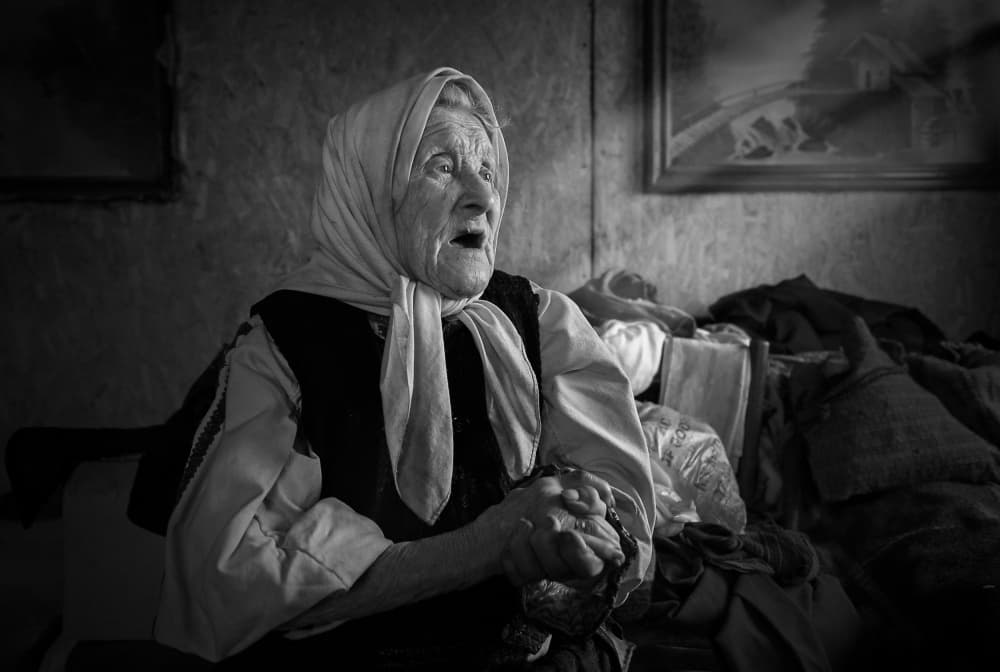 Elderly Woman Deep Thought by Grigore Roibu — canvas wall art