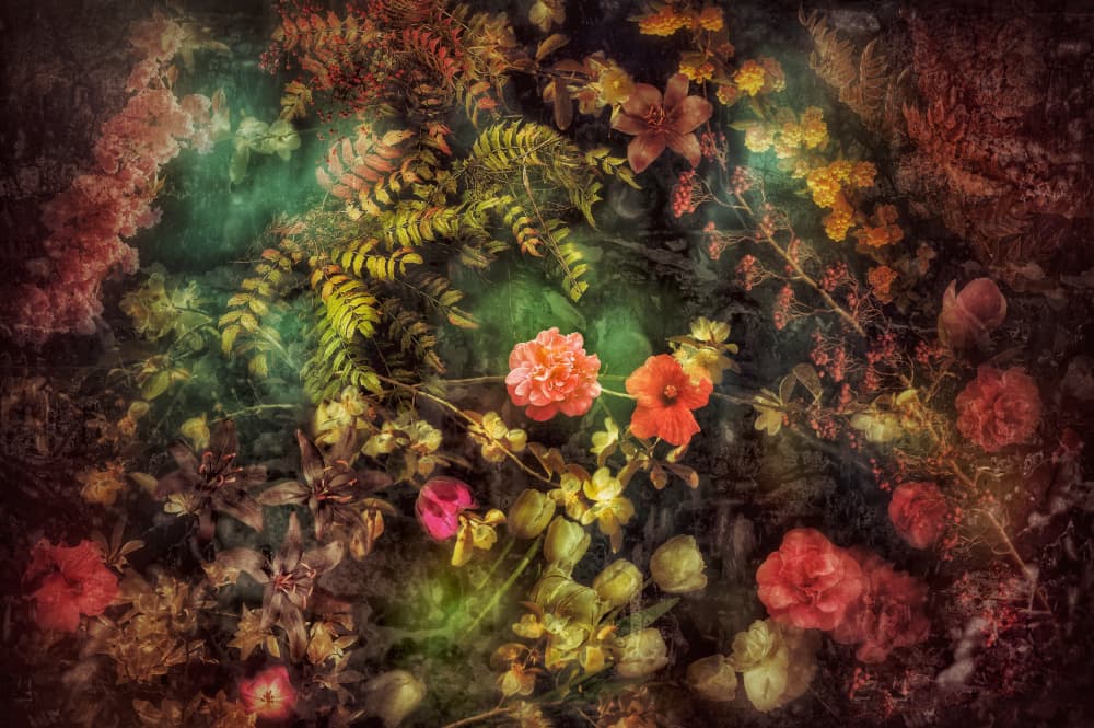 Moody Floral Garden by Ludmila Shumilova — canvas wall art