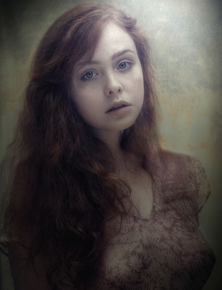 Pensive Redhead Portrait by kenp — canvas wall art
