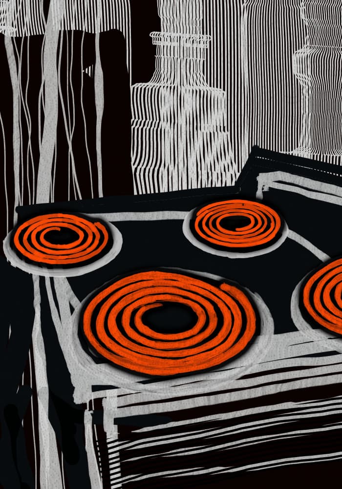 Orange Stovetop Spirals by XHOZUCAN — canvas wall art