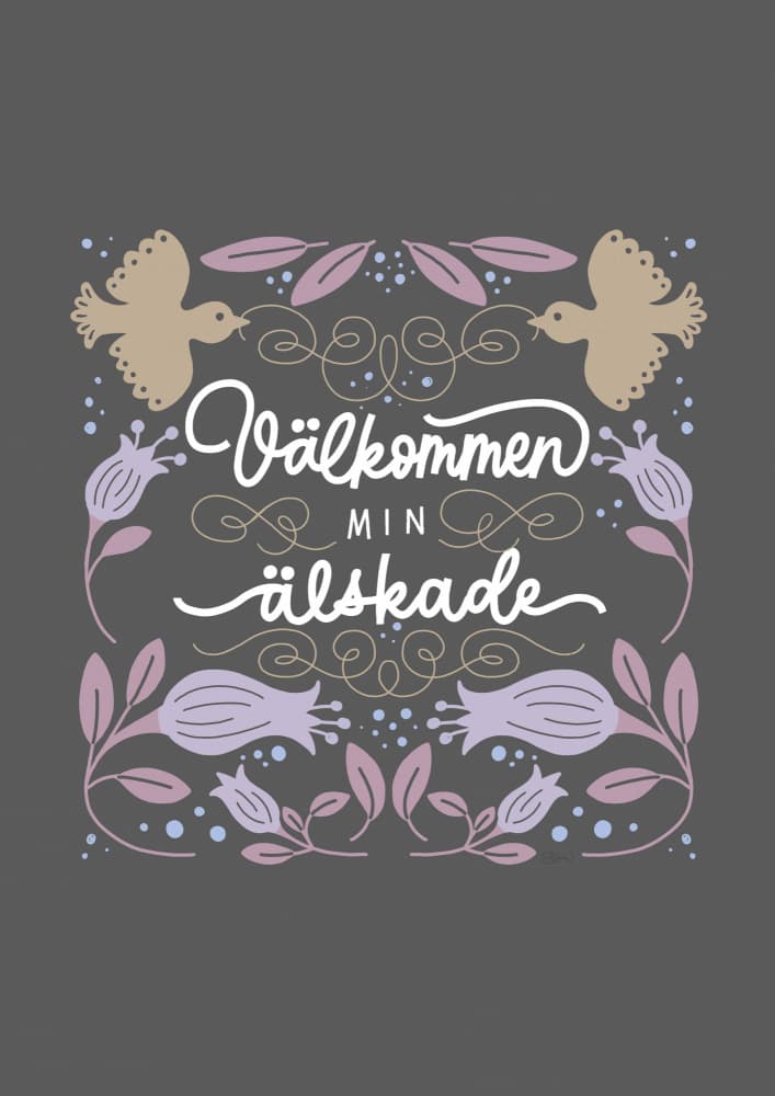 Welcome Beloved Folk Floral by Sofie Björkgren-Näse — canvas wall art