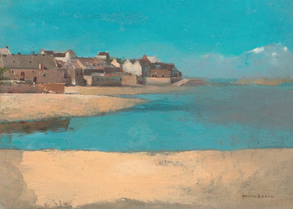 Village By the Sea In Brittany by Odilon Redon — canvas wall art