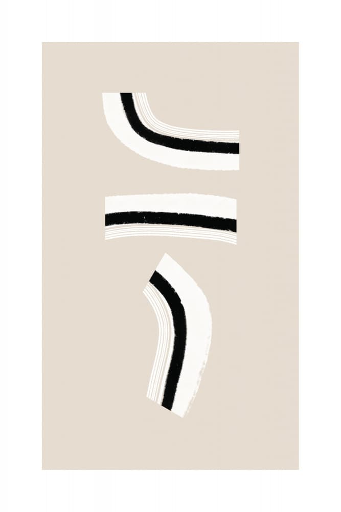 Minimalist Black and White Curved Lines by uplusmestudio — canvas wall art