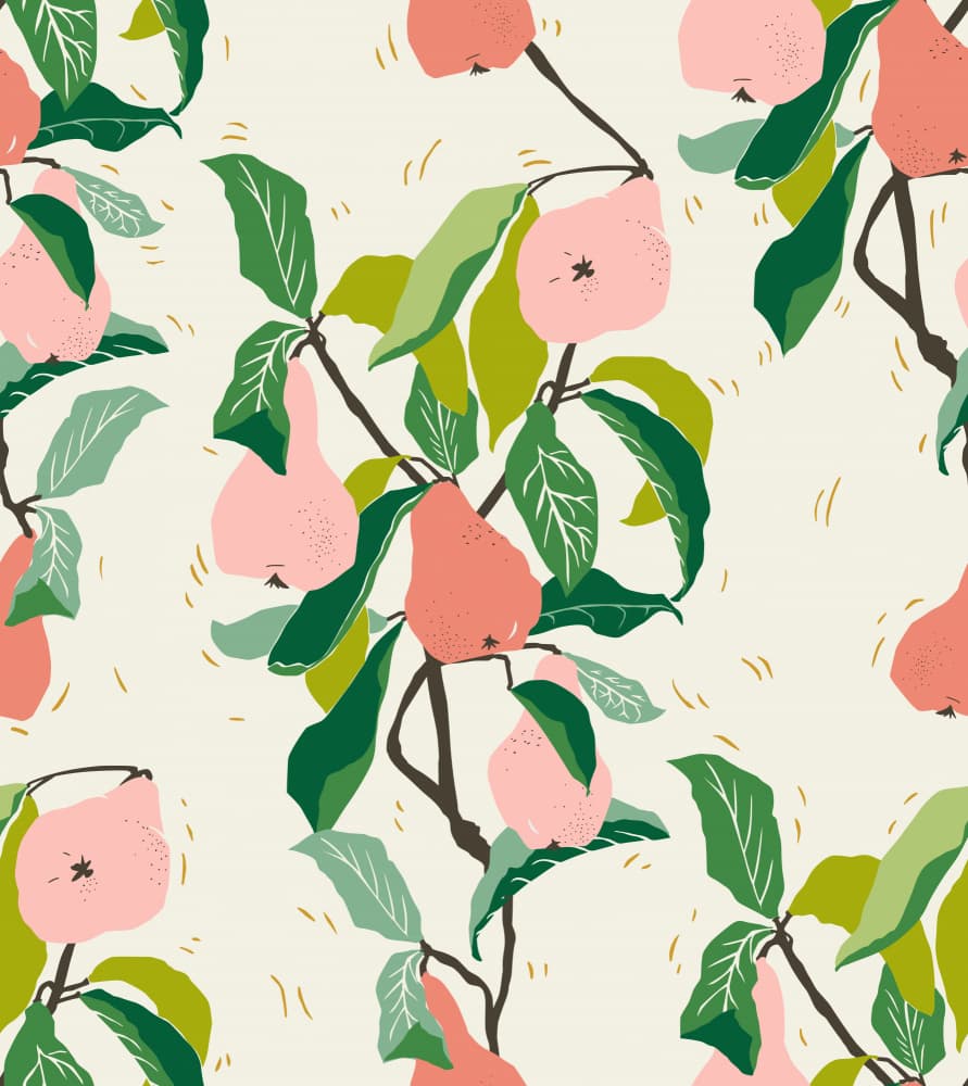 Botanical Pink Pears by Annick — canvas wall art