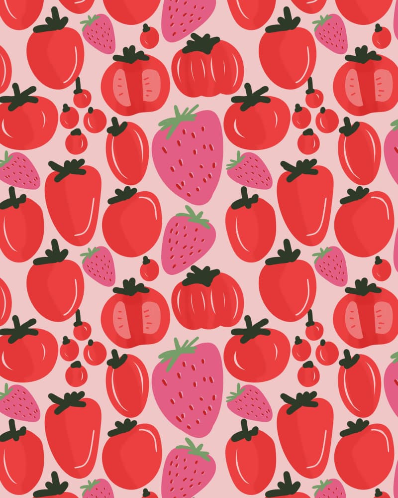 Tomatoes and Strawberries Pattern M by Anis Illustration — canvas wall art