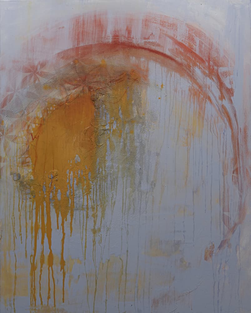 Golden Flowing Abstract by Deb Chaney — canvas wall art