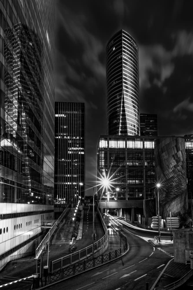 Modern City Night by JUAN CARLOS HERVÁS MARTÍNEZ — canvas wall art