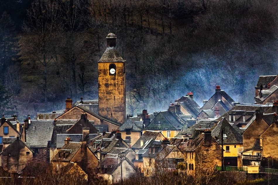 Misty European Village by Alain Mazalrey — canvas wall art