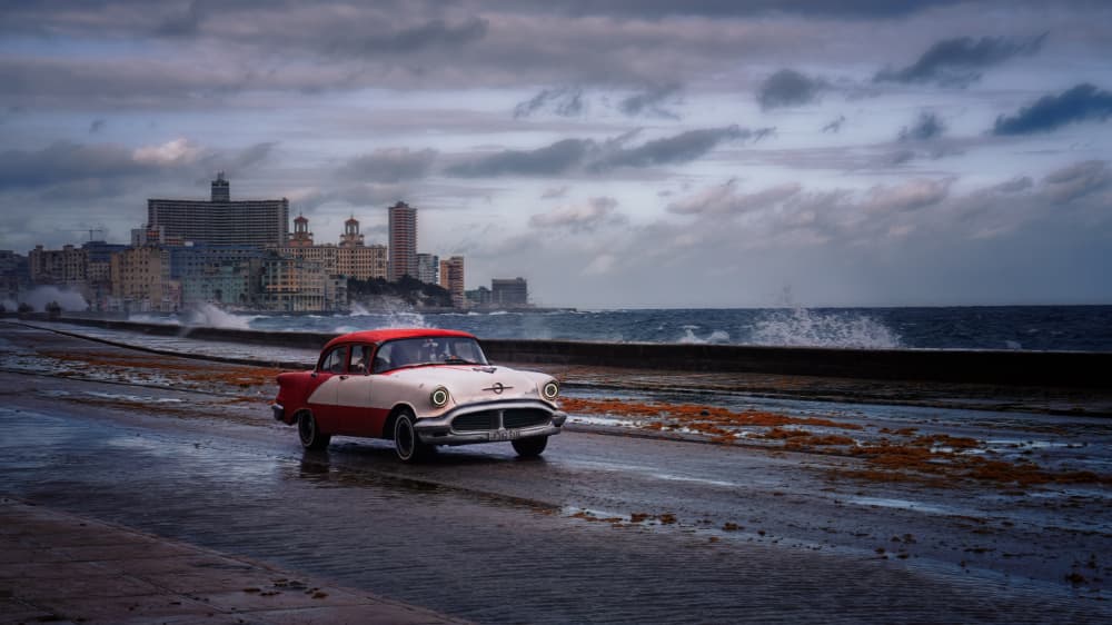 Stormy Havana Classic Car by Hanping Xiao — canvas wall art