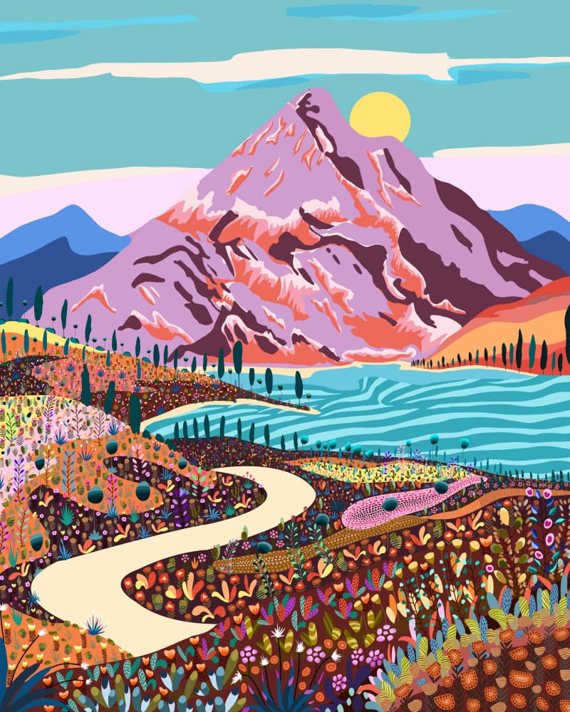 Vibrant Mountain Valley by Uma Gokhale — canvas wall art