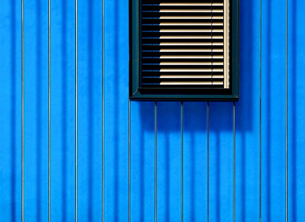 Vibrant Blue Window Shadows by Markus Auerbach — canvas wall art