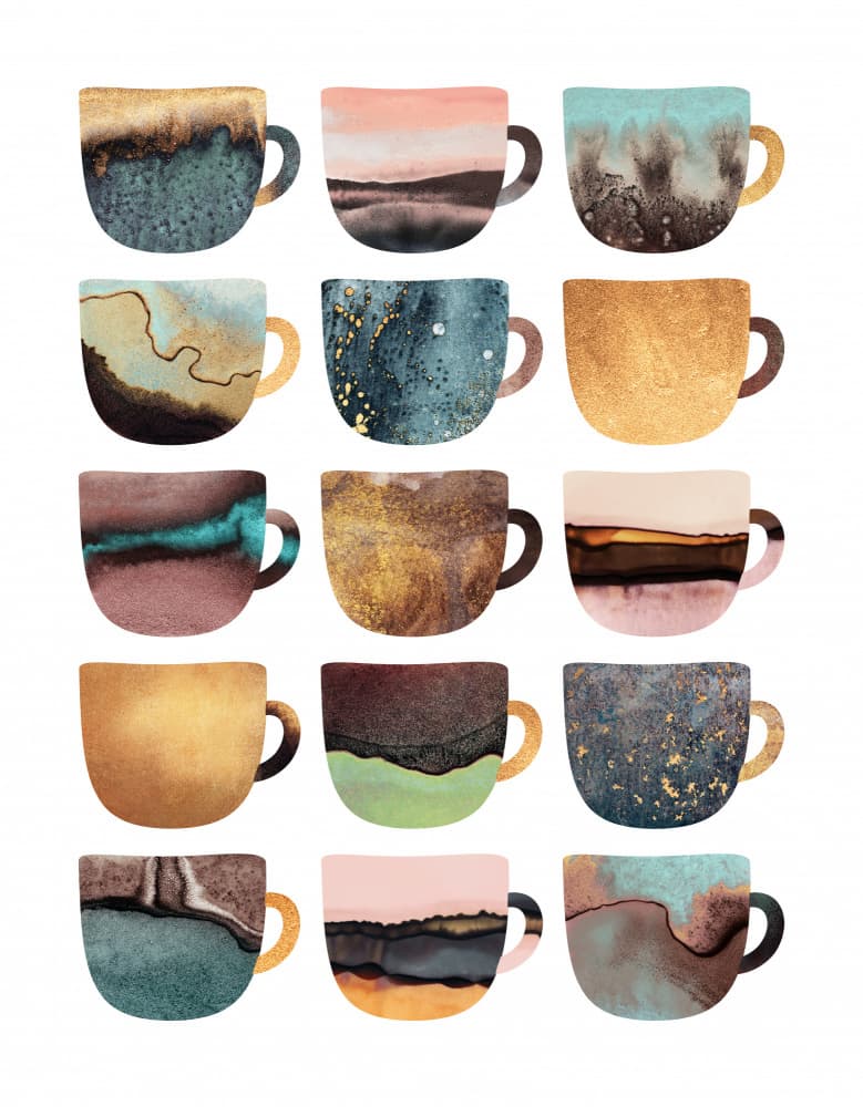 Abstract Patterned Cups by Elisabeth Fredriksson — canvas wall art