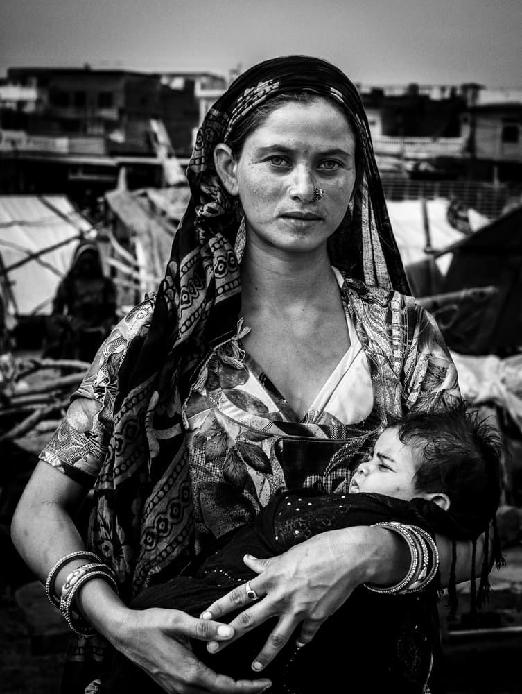 Monochrome Maternal Bond by Sefa Yamak — canvas wall art