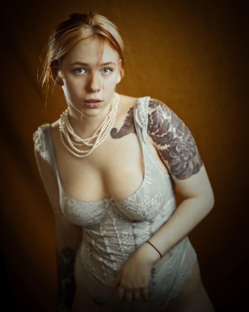 Lace and Pearls Portrait by Franky De Meyer — canvas wall art