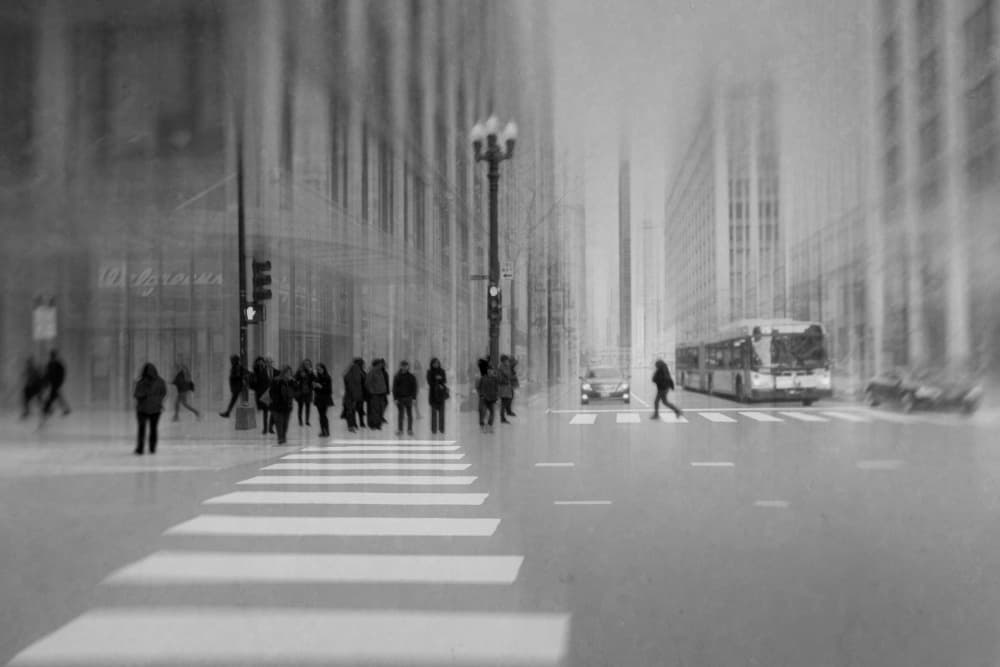 Urban Crossroads Blur by Roswitha Schleicher-Schwarz — canvas wall art