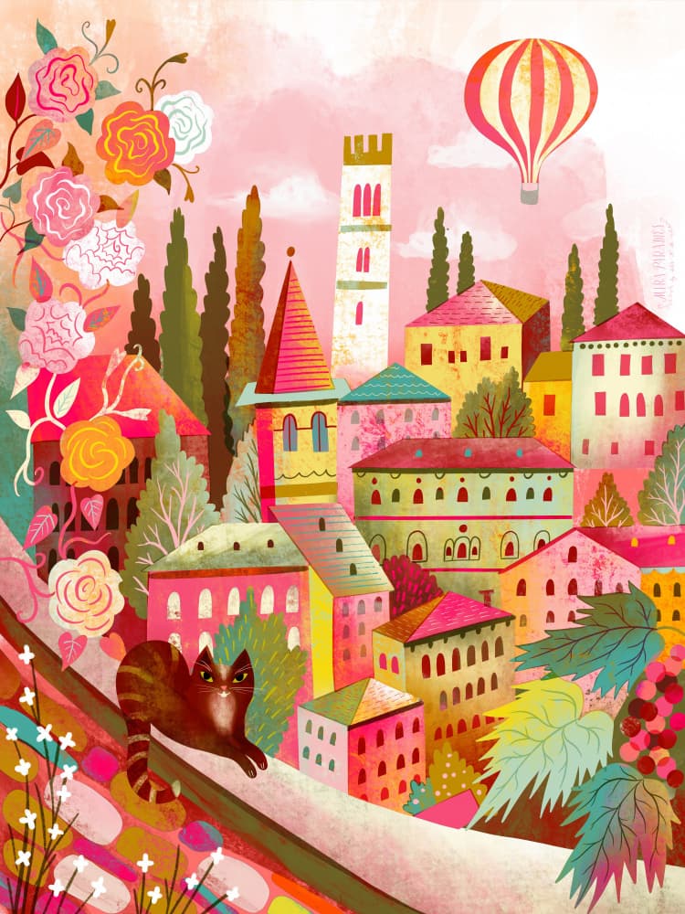 Whimsical Italian Village by uta krogmann — canvas wall art