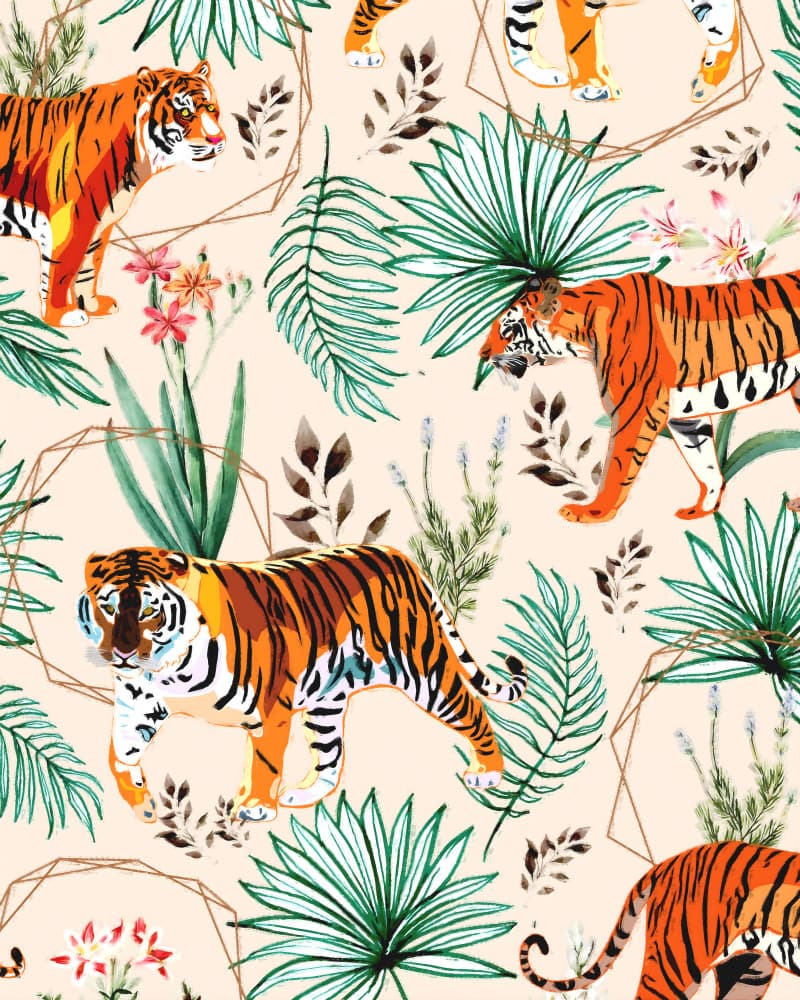 Tropical Tigers by Uma Gokhale — canvas wall art