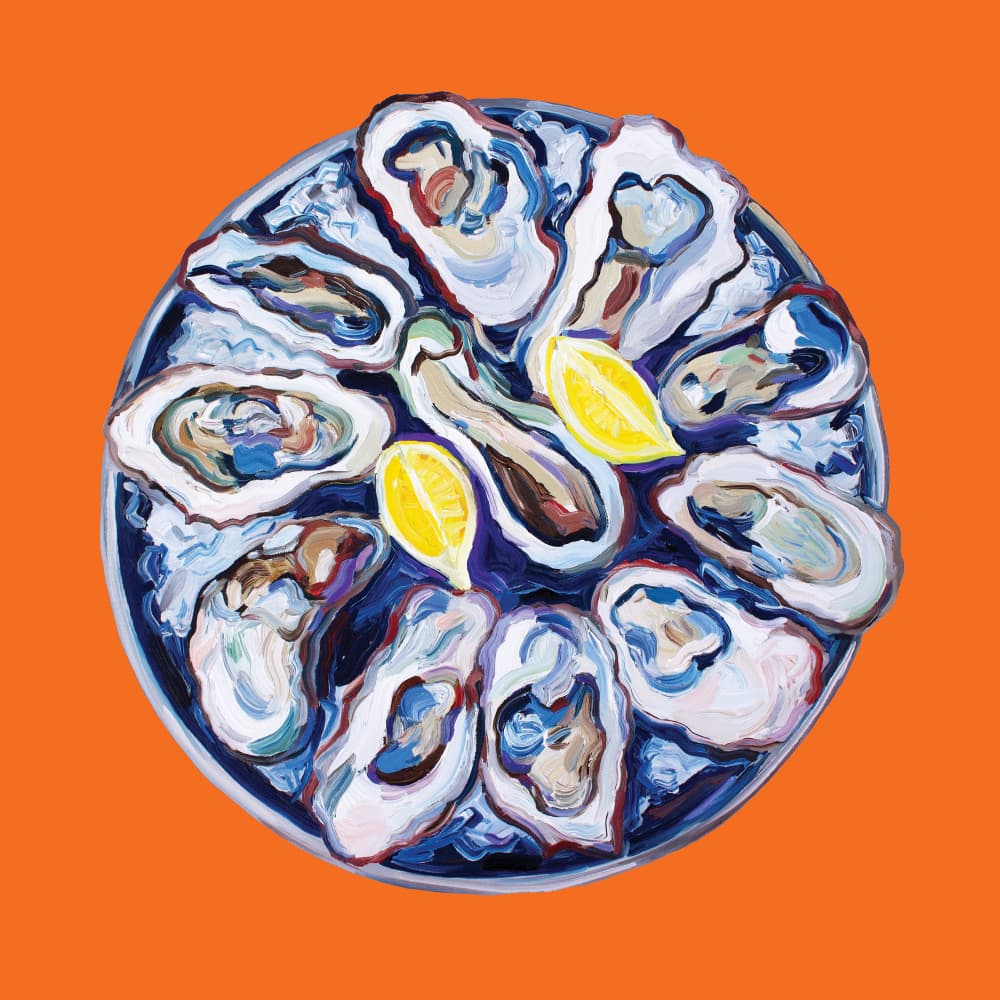 Vibrant Oysters and Lemon by Alice Straker — canvas wall art