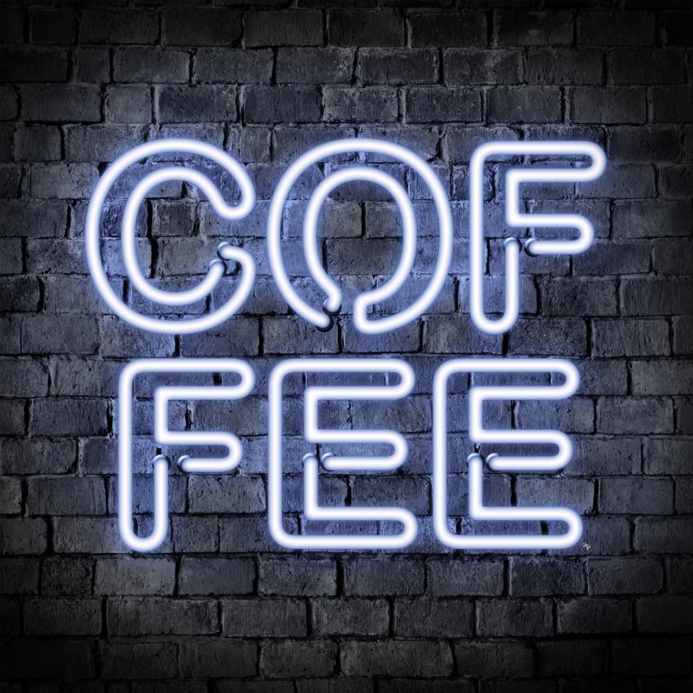 Blue Coffee Neon Glow by Martina — canvas wall art